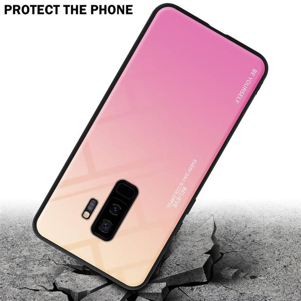 Cadorabo Hoesje geschikt voor Samsung Galaxy S9 PLUS in GEEL - ROZE - Tweekleurige beschermhoes TPU-silicone Case Cover