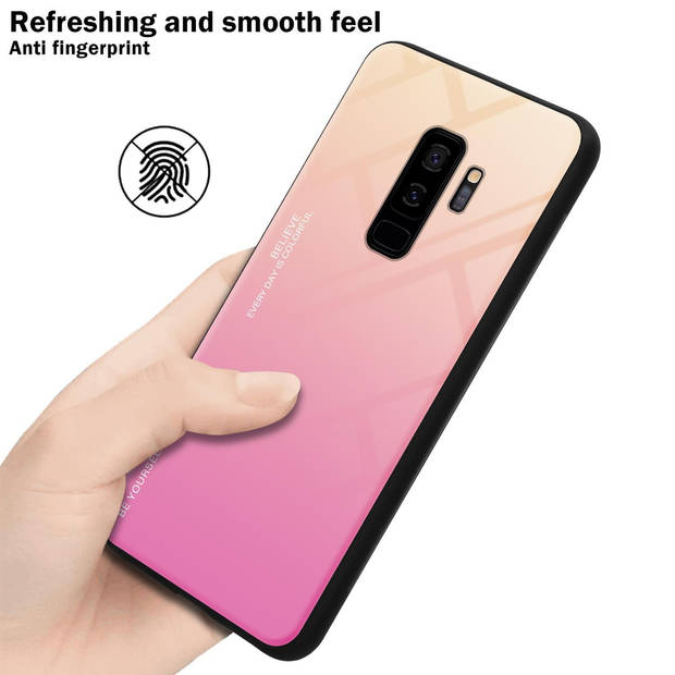 Cadorabo Hoesje geschikt voor Samsung Galaxy S9 PLUS in GEEL - ROZE - Tweekleurige beschermhoes TPU-silicone Case Cover