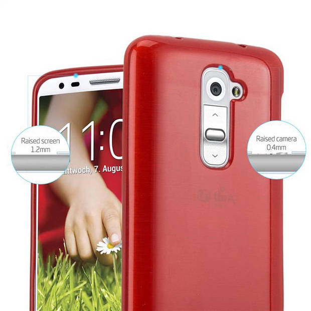 Cadorabo Hoesje geschikt voor LG G2 MINI in ROOD - Beschermhoes TPU silicone Case Cover Brushed