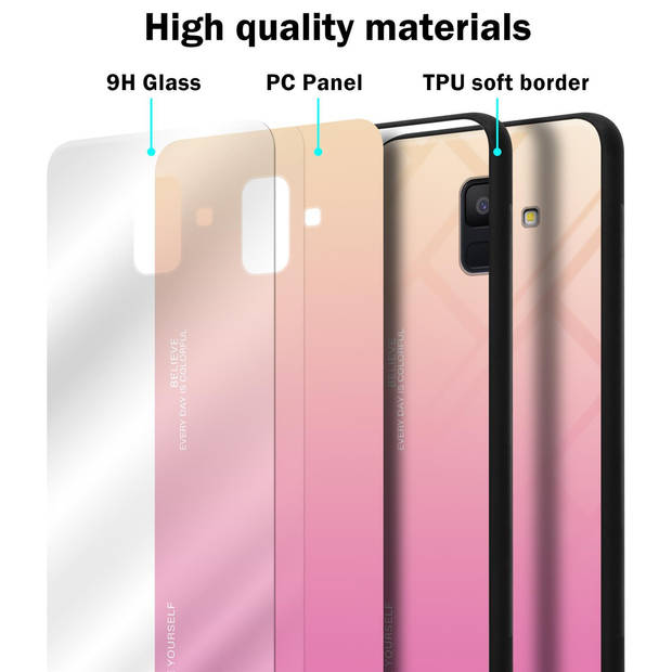 Cadorabo Hoesje geschikt voor Samsung Galaxy A6 2018 in GEEL - ROZE - Tweekleurige beschermhoes TPU-silicone Case Cover