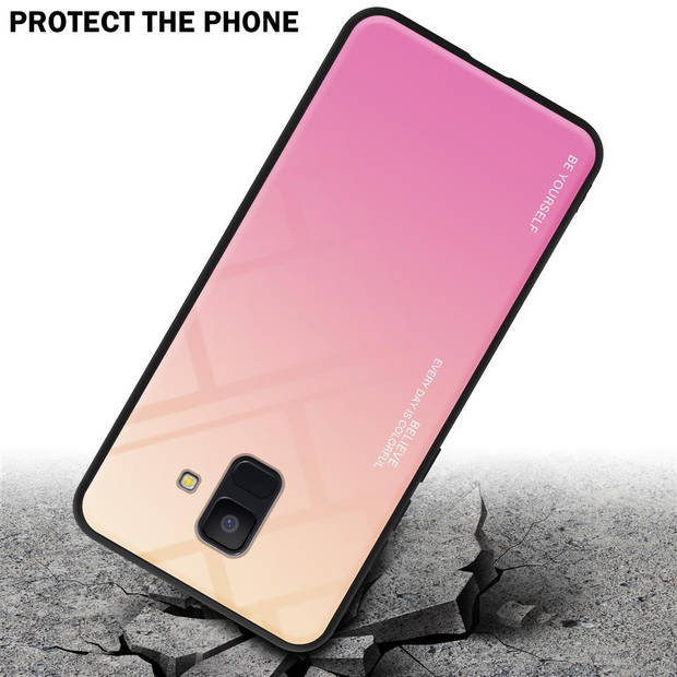 Cadorabo Hoesje geschikt voor Samsung Galaxy A6 2018 in GEEL - ROZE - Tweekleurige beschermhoes TPU-silicone Case Cover