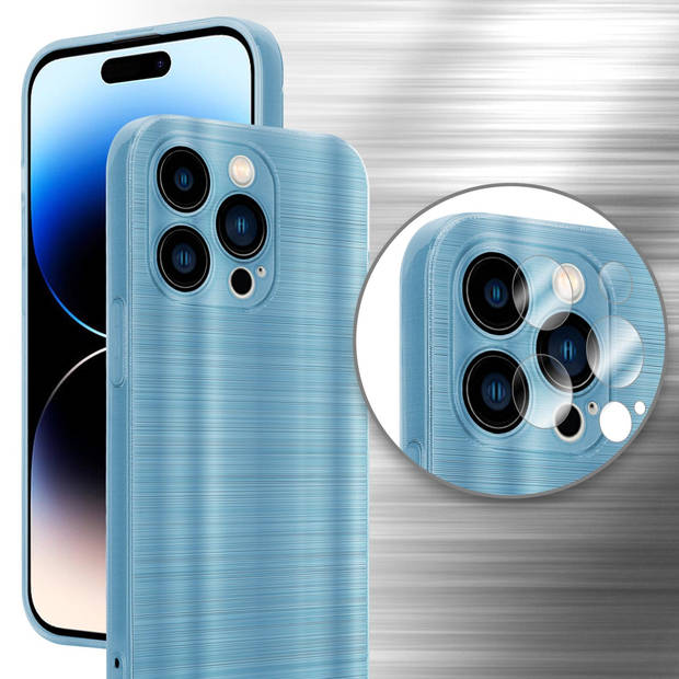 Cadorabo Hoesje geschikt voor Apple iPhone 14 PRO in Brushed Turqoise - Beschermhoes Case Cover TPU silicone