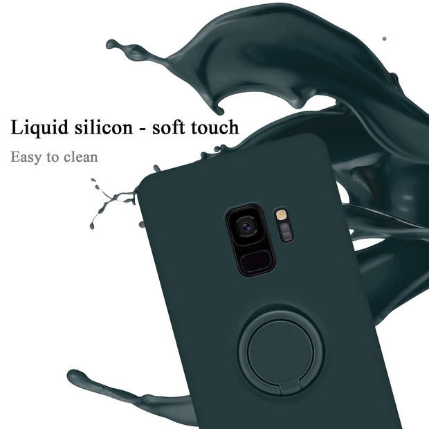 Cadorabo Hoesje geschikt voor Samsung Galaxy S9 in LIQUID GROEN - Beschermhoes van TPU silicone Case Cover met ring