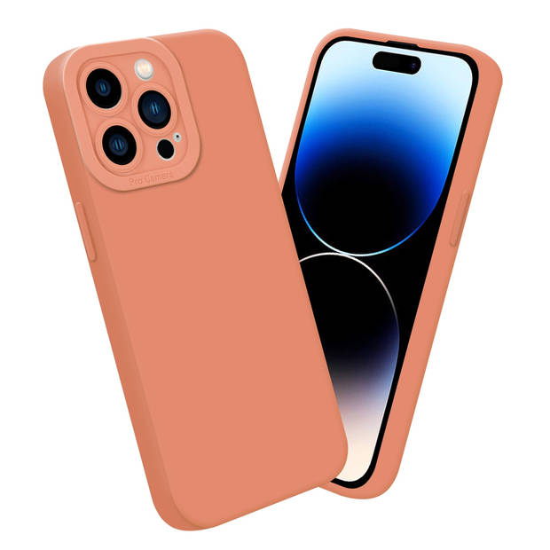 Cadorabo Hoesje geschikt voor Apple iPhone 14 PRO MAX in FLUID LICHT ORANJE - Beschermhoes TPU silicone Cover Case