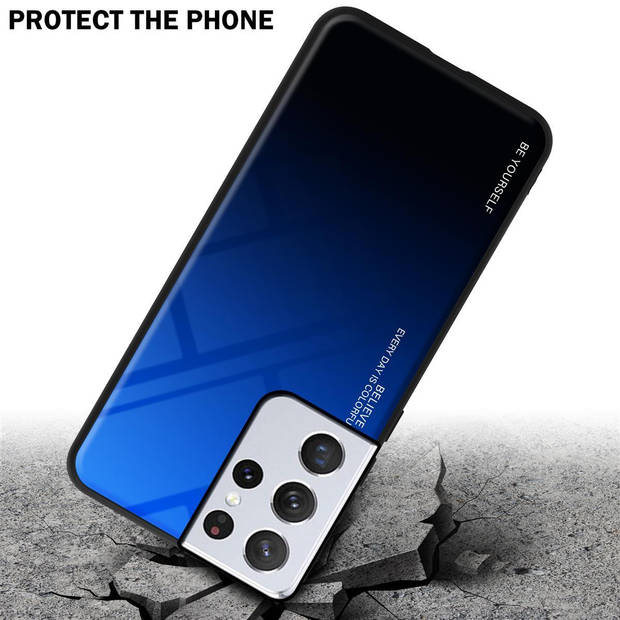Cadorabo Hoesje geschikt voor Samsung Galaxy S21 ULTRA in BLAUW - ZWART - Tweekleurige beschermhoes TPU-silicone Case