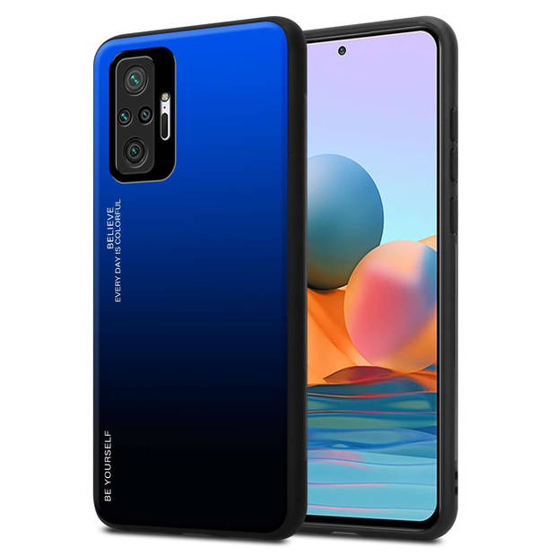 Cadorabo Hoesje geschikt voor Xiaomi RedMi NOTE 10 PRO in BLAUW - ZWART - Tweekleurige beschermhoes TPU-silicone Case