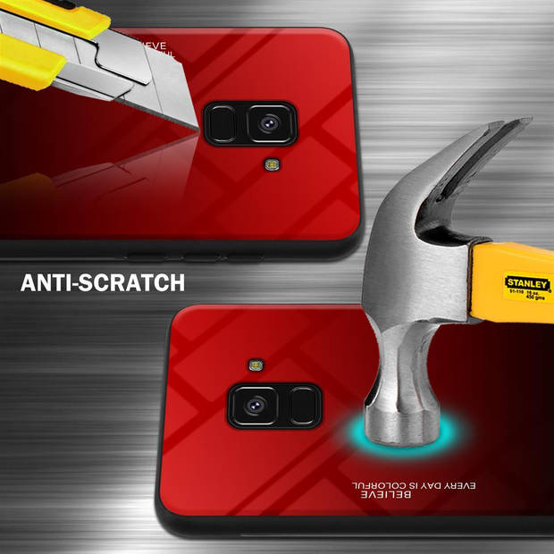 Cadorabo Hoesje geschikt voor Samsung Galaxy A8 2018 in ROOD - ZWART - Tweekleurige beschermhoes TPU-silicone Case Cover
