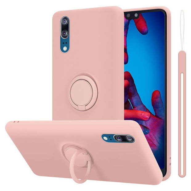 Cadorabo Hoesje geschikt voor Huawei P20 in LIQUID ROZE - Beschermhoes van TPU silicone Case Cover met ring