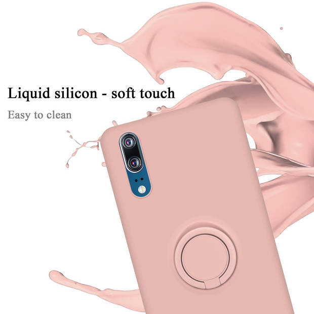 Cadorabo Hoesje geschikt voor Huawei P20 in LIQUID ROZE - Beschermhoes van TPU silicone Case Cover met ring