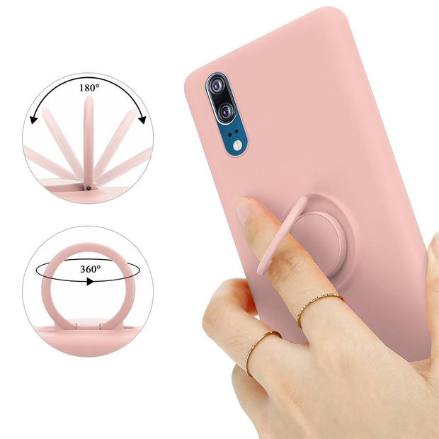 Cadorabo Hoesje geschikt voor Huawei P20 in LIQUID ROZE - Beschermhoes van TPU silicone Case Cover met ring