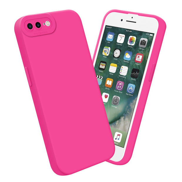 Cadorabo Hoesje geschikt voor Apple iPhone 7 PLUS / 7S PLUS / 8 PLUS in FLUID HOTPINK - Beschermhoes TPU silicone Cover