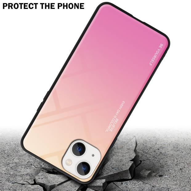 Cadorabo Hoesje geschikt voor Apple iPhone 14 PLUS in GEEL - ROZE - Tweekleurige beschermhoes TPU-silicone Case Cover