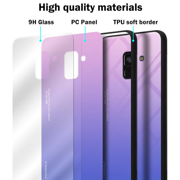 Cadorabo Hoesje geschikt voor Samsung Galaxy A8 2018 in ROZE - BLAUW - Tweekleurige beschermhoes TPU-silicone Case Cover