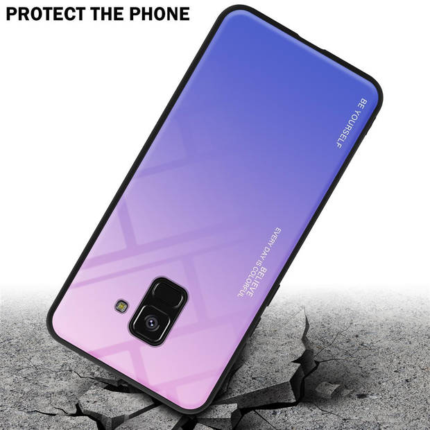 Cadorabo Hoesje geschikt voor Samsung Galaxy A8 2018 in ROZE - BLAUW - Tweekleurige beschermhoes TPU-silicone Case Cover