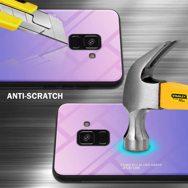 Cadorabo Hoesje geschikt voor Samsung Galaxy A8 2018 in ROZE - BLAUW - Tweekleurige beschermhoes TPU-silicone Case Cover