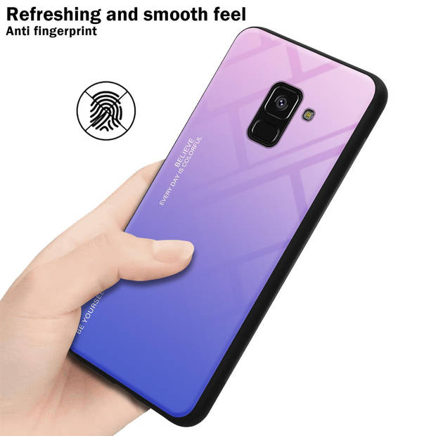 Cadorabo Hoesje geschikt voor Samsung Galaxy A8 2018 in ROZE - BLAUW - Tweekleurige beschermhoes TPU-silicone Case Cover