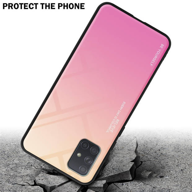 Cadorabo Hoesje geschikt voor Samsung Galaxy A71 4G in GEEL - ROZE - Tweekleurige beschermhoes TPU-silicone Case Cover