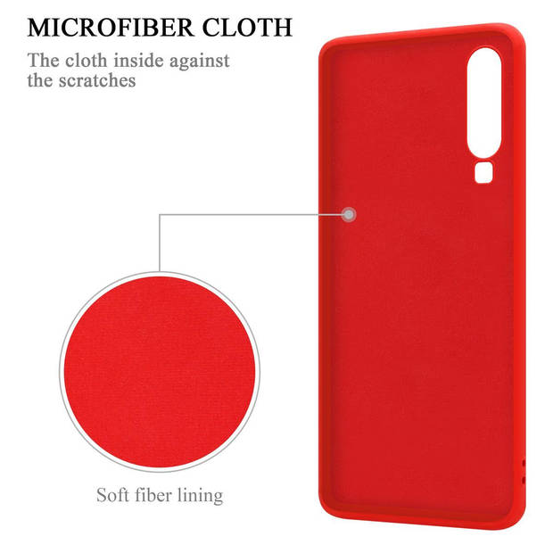 Cadorabo Hoesje geschikt voor Huawei P30 in LIQUID ROOD - Beschermhoes van TPU silicone Case Cover met ring