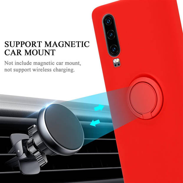 Cadorabo Hoesje geschikt voor Huawei P30 in LIQUID ROOD - Beschermhoes van TPU silicone Case Cover met ring