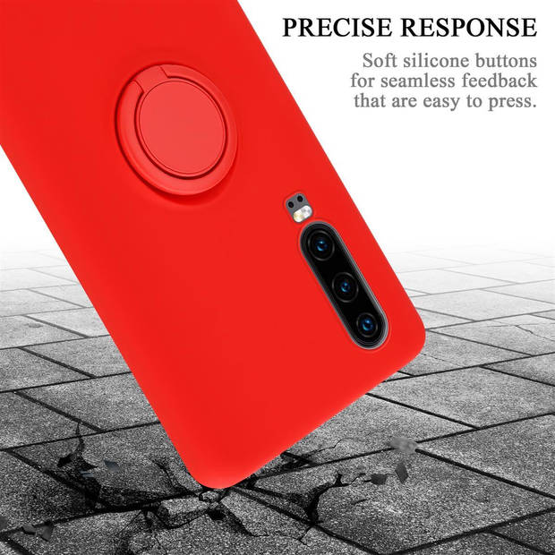 Cadorabo Hoesje geschikt voor Huawei P30 in LIQUID ROOD - Beschermhoes van TPU silicone Case Cover met ring