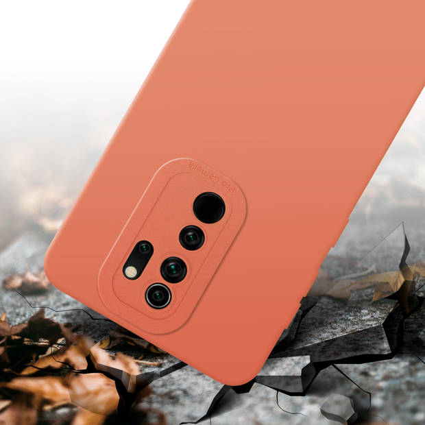 Cadorabo Hoesje geschikt voor Xiaomi RedMi NOTE 8 PRO in FLUID LICHT ORANJE - Beschermhoes TPU silicone Cover Case