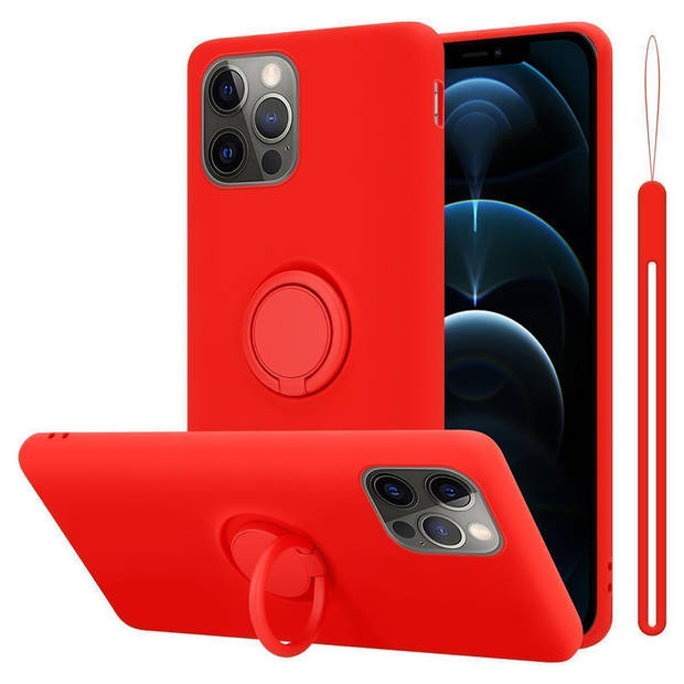 Cadorabo Hoesje geschikt voor Apple iPhone 12 PRO MAX in LIQUID ROOD - Beschermhoes van TPU silicone Case Cover met ring