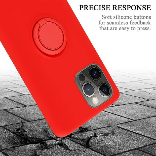 Cadorabo Hoesje geschikt voor Apple iPhone 13 PRO MAX in LIQUID ROOD - Beschermhoes van TPU silicone Case Cover met ring