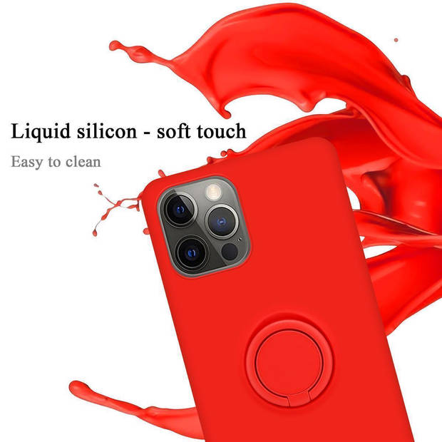 Cadorabo Hoesje geschikt voor Apple iPhone 13 PRO MAX in LIQUID ROOD - Beschermhoes van TPU silicone Case Cover met ring