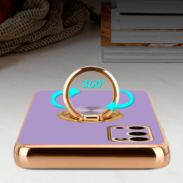 Cadorabo Hoesje geschikt voor Samsung Galaxy S20 in Glossy Licht Paars - Goud - Beschermhoes Camerabescherming