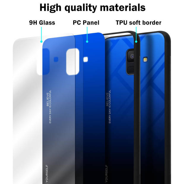 Cadorabo Hoesje geschikt voor Samsung Galaxy A6 2018 in BLAUW - ZWART - Tweekleurige beschermhoes TPU-silicone Case