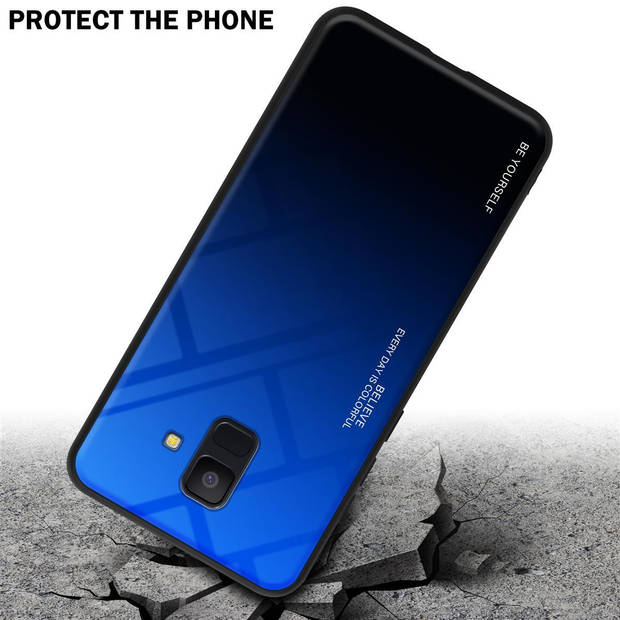 Cadorabo Hoesje geschikt voor Samsung Galaxy A6 2018 in BLAUW - ZWART - Tweekleurige beschermhoes TPU-silicone Case