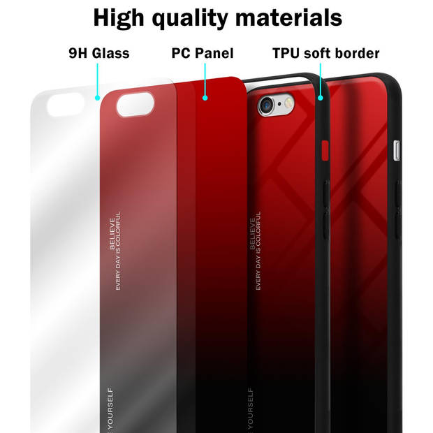 Cadorabo Hoesje geschikt voor Apple iPhone 6 / 6S in ROOD - ZWART - Tweekleurige beschermhoes TPU-silicone Case Cover