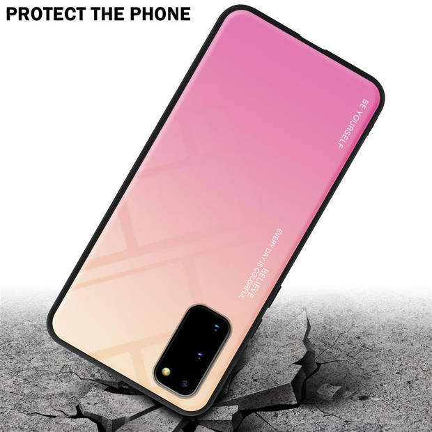 Cadorabo Hoesje geschikt voor Samsung Galaxy S20 in GEEL - ROZE - Tweekleurige beschermhoes TPU-silicone Case Cover