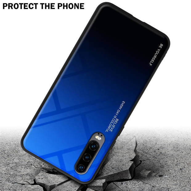 Cadorabo Hoesje geschikt voor Huawei P30 in BLAUW - ZWART - Tweekleurige beschermhoes TPU-silicone Case Cover