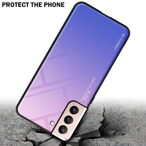 Cadorabo Hoesje geschikt voor Samsung Galaxy S21 5G in ROZE - BLAUW - Tweekleurige beschermhoes TPU-silicone Case Cover