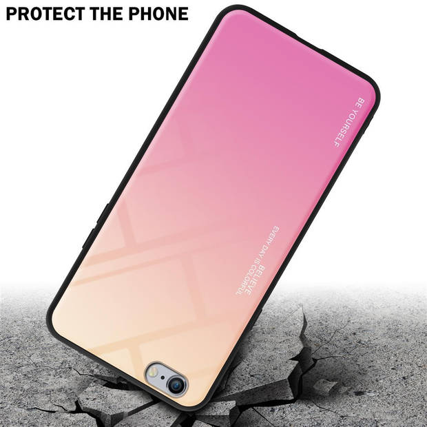Cadorabo Hoesje geschikt voor Apple iPhone 6 PLUS / 6S PLUS in GEEL - ROZE - Tweekleurige beschermhoes TPU-silicone Case