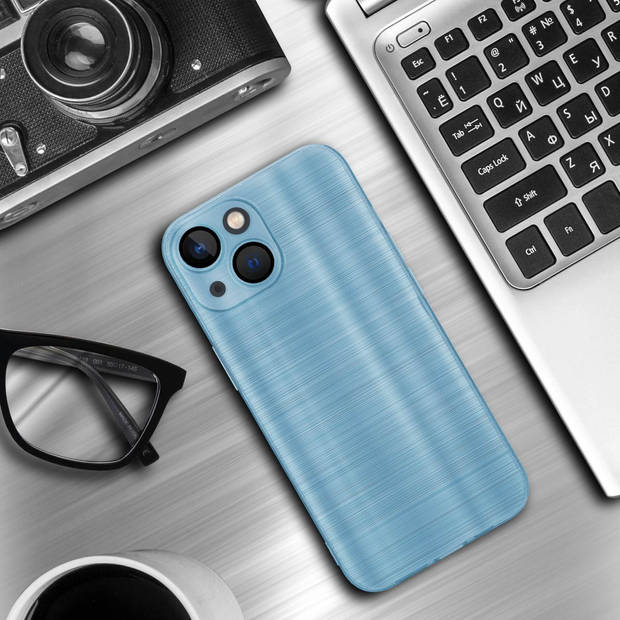 Cadorabo Hoesje geschikt voor Apple iPhone 14 in Brushed Turqoise - Beschermhoes Case Cover TPU silicone