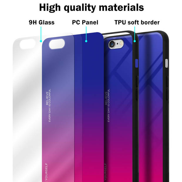 Cadorabo Hoesje geschikt voor Apple iPhone 6 / 6S in PAARS - ROOD - Tweekleurige beschermhoes TPU-silicone Case Cover