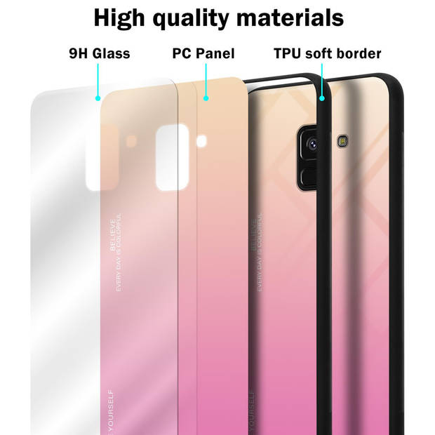 Cadorabo Hoesje geschikt voor Samsung Galaxy A8 2018 in GEEL - ROZE - Tweekleurige beschermhoes TPU-silicone Case Cover