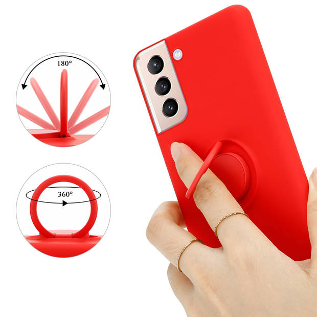 Cadorabo Hoesje geschikt voor Samsung Galaxy S24 PLUS in LIQUID ROOD - Beschermhoes van TPU silicone Case Cover met ring