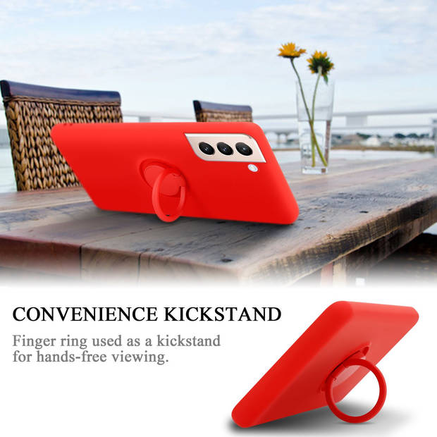 Cadorabo Hoesje geschikt voor Samsung Galaxy S24 in LIQUID ROOD - Beschermhoes van TPU silicone Case Cover met ring