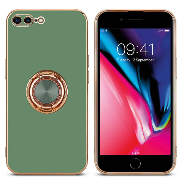 Cadorabo Hoesje geschikt voor Apple iPhone 7 PLUS / 7S PLUS / 8 PLUS in Glossy Licht Groen - Goud - Beschermhoes