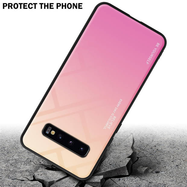 Cadorabo Hoesje geschikt voor Samsung Galaxy S10 PLUS in GEEL - ROZE - Tweekleurige beschermhoes TPU-silicone Case Cover