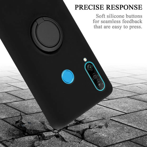 Cadorabo Hoesje geschikt voor Huawei P30 LITE in LIQUID ZWART - Beschermhoes van TPU silicone Case Cover met ring