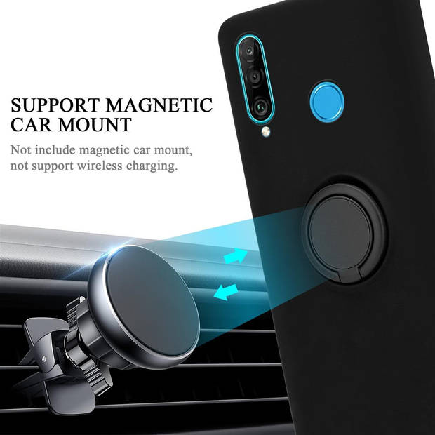 Cadorabo Hoesje geschikt voor Huawei P30 LITE in LIQUID ZWART - Beschermhoes van TPU silicone Case Cover met ring