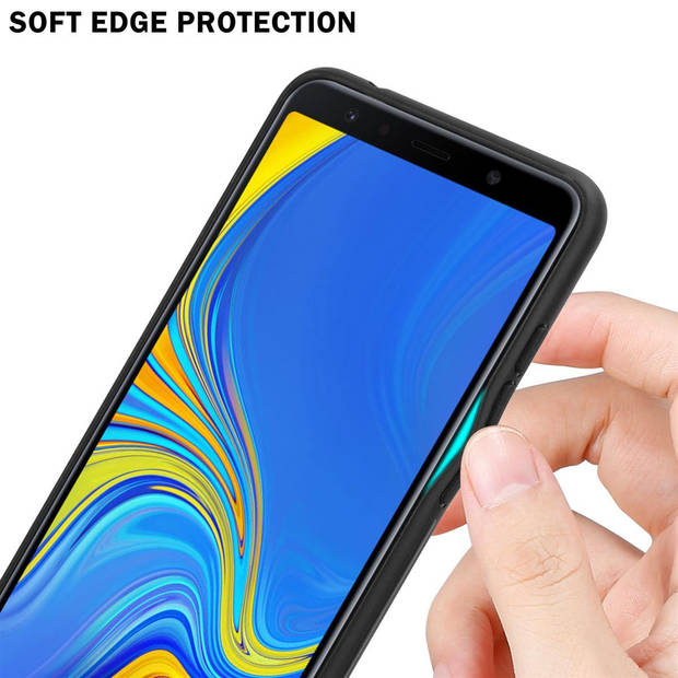 Cadorabo Hoesje geschikt voor Samsung Galaxy A7 2018 in BLAUW - ZWART - Tweekleurige beschermhoes TPU-silicone Case