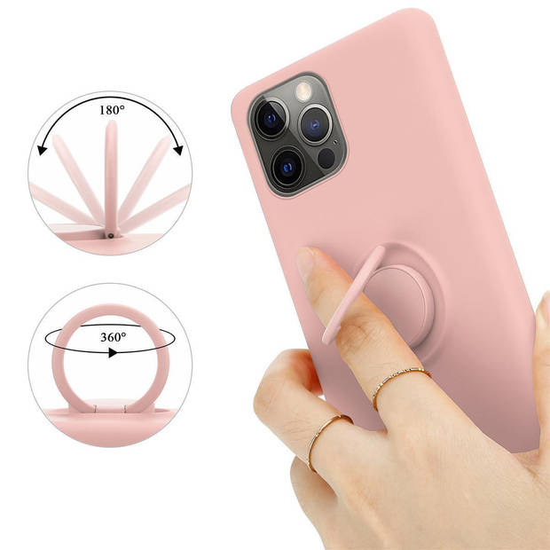 Cadorabo Hoesje geschikt voor Apple iPhone 12 PRO MAX in LIQUID ROZE - Beschermhoes van TPU silicone Case Cover met ring