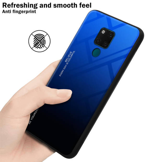 Cadorabo Hoesje geschikt voor Huawei MATE 20 in BLAUW - ZWART - Tweekleurige beschermhoes TPU-silicone Case Cover