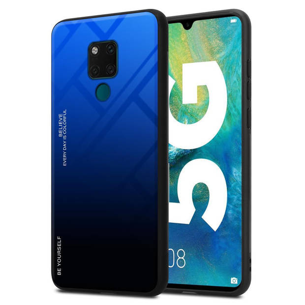 Cadorabo Hoesje geschikt voor Huawei MATE 20 in BLAUW - ZWART - Tweekleurige beschermhoes TPU-silicone Case Cover