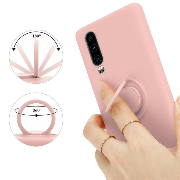 Cadorabo Hoesje geschikt voor Huawei P30 in LIQUID ROZE - Beschermhoes van TPU silicone Case Cover met ring